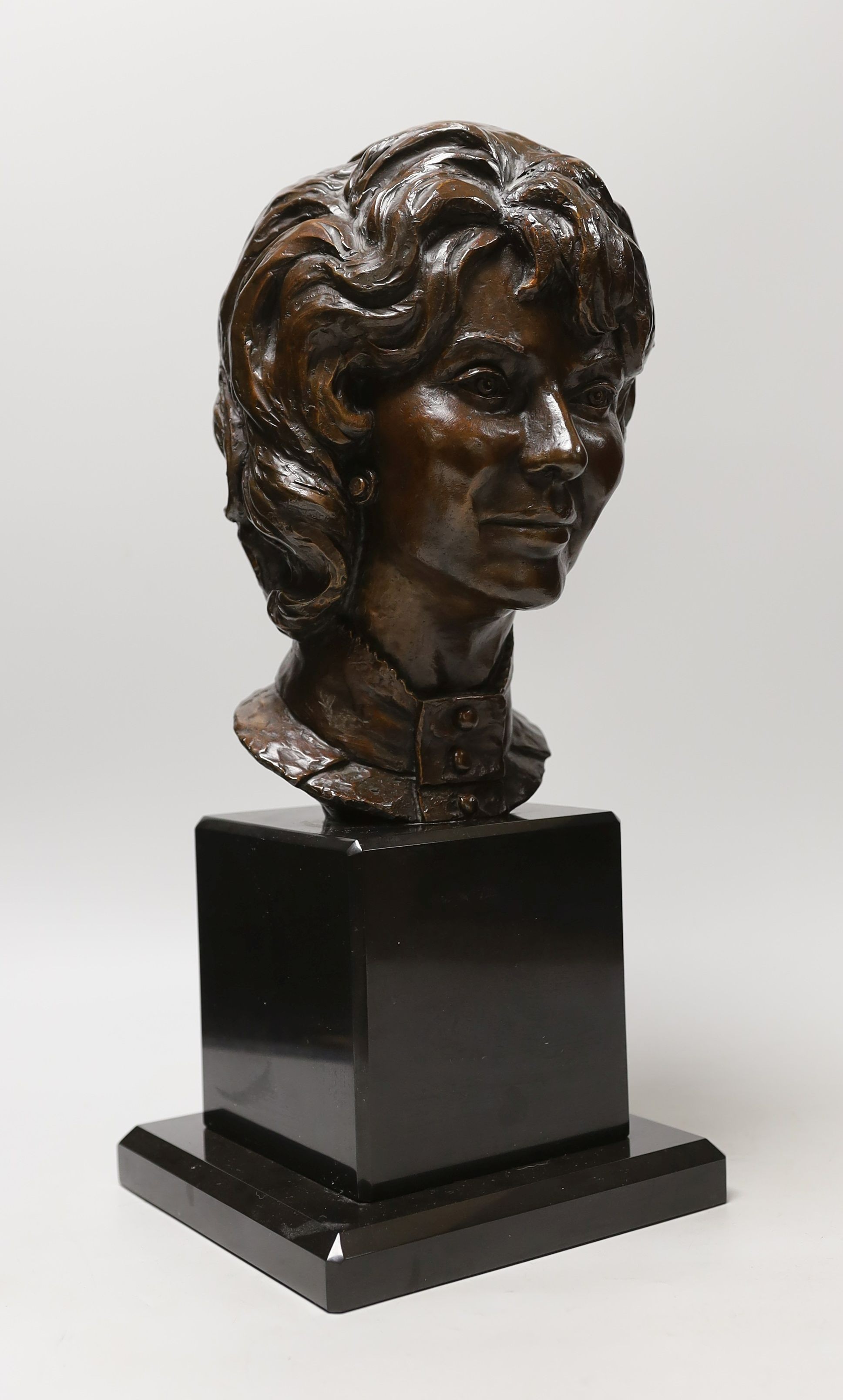 Ronald Cameron (b.1930), bronze bust, 'Cynthia', 41cm tall